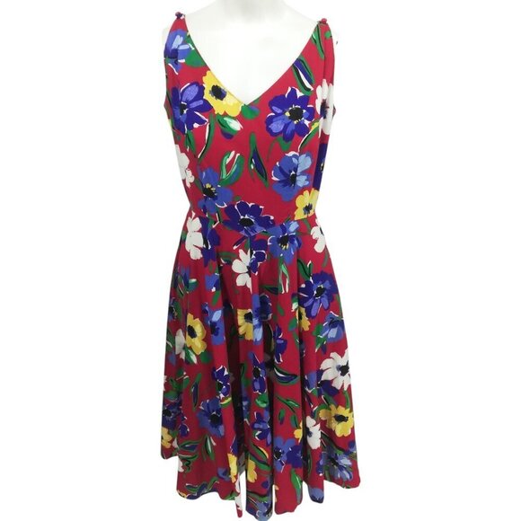 Vintage Lanz of Salzburg Petite Red Floral Sundress Size 8 Pockets A-line Pinup - Picture 1 of 13